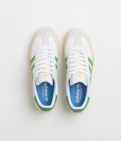 Adidas Samba ADV Shoes in FTWR White and Crew Green / Gum3