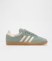 Adidas Samba ADV Shoes in Silver Green and Wonder White / Gold Metallic