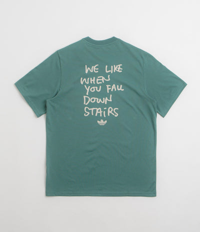 Adidas Shmoofoil Stairs T-Shirt in Preloved Teal and Alumina