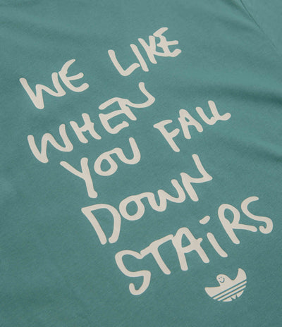 Adidas Shmoofoil Stairs T-Shirt in Preloved Teal and Alumina