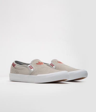 Adidas Shmooofoil Slip-On Shoes in Putty Beige and Preloved Ruby / Wonder Alumina