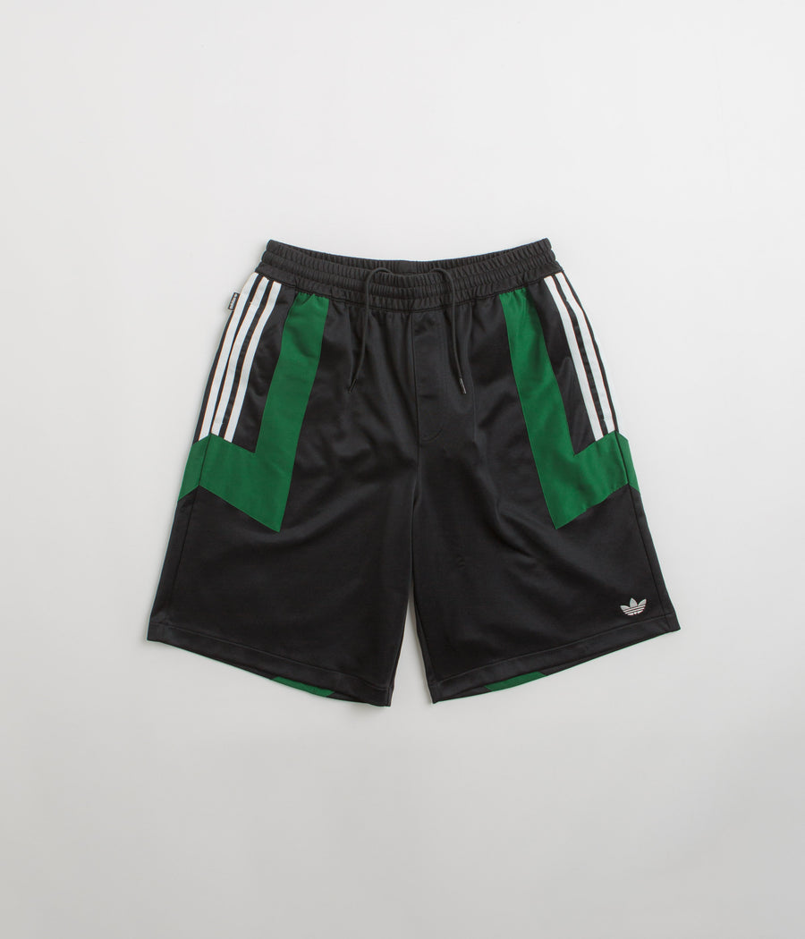 Adidas Skateboarding Football Shorts in Black and Dark Green / White