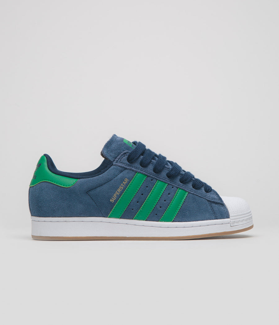 Adidas Superstar ADV Shoes in Collegiate Navy and Green / FTWR White