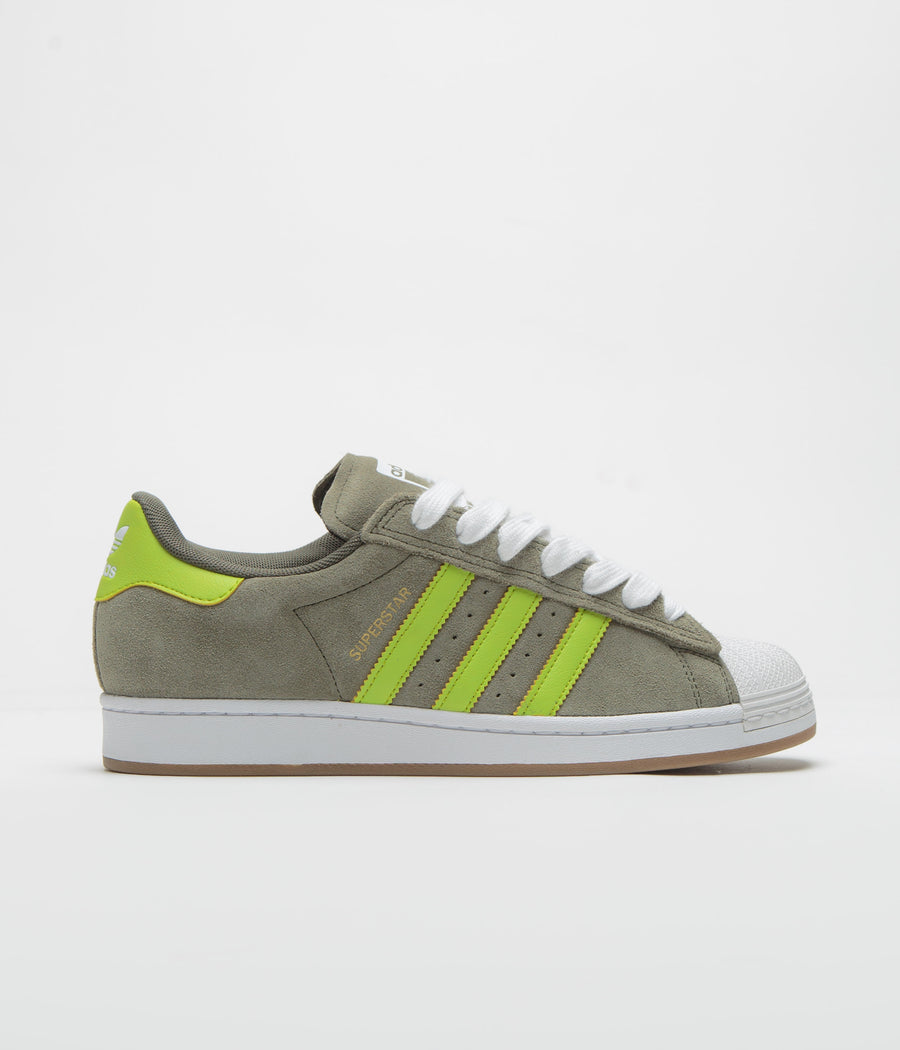 Adidas Superstar ADV Shoes in Olive Strata and Semi Solar Yellow / Gold Metallic