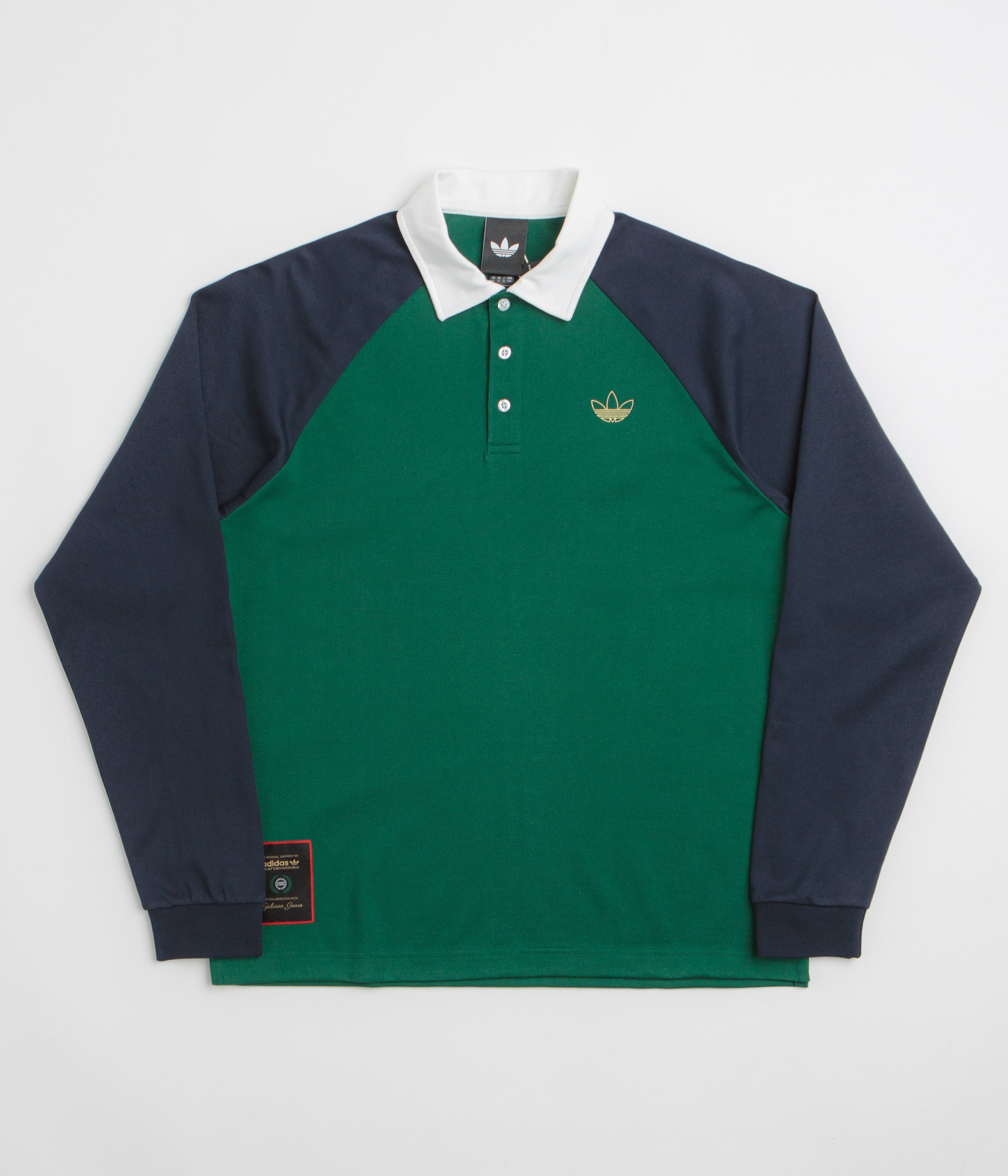 Adidas Tyshawn Rugby Shirt - Collegiate Green / Legend Ink