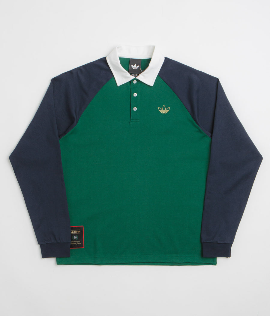 Adidas Tyshawn Rugby Shirt - Collegiate Green / Legend Ink