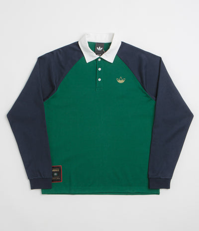 Adidas Tyshawn Rugby Shirt - Collegiate Green / Legend Ink