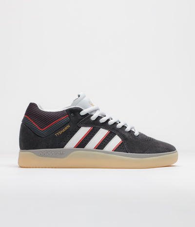 Adidas Tyshawn Shoes in Carbon and Crystal White / Better Scarlet