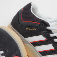 Adidas Tyshawn Shoes in Carbon and Crystal White / Better Scarlet thumbnail