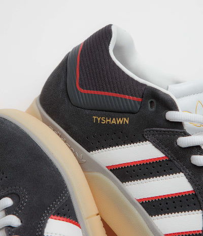 Adidas Tyshawn Shoes in Carbon and Crystal White / Better Scarlet
