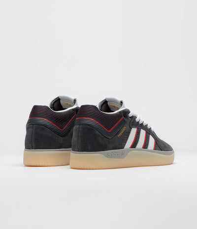 Adidas Tyshawn Shoes in Carbon and Crystal White / Better Scarlet