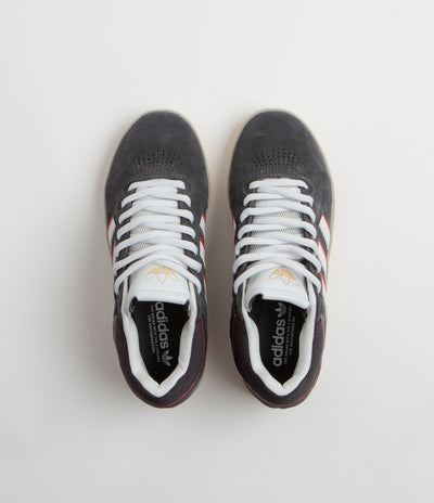 Adidas Tyshawn Shoes in Carbon and Crystal White / Better Scarlet