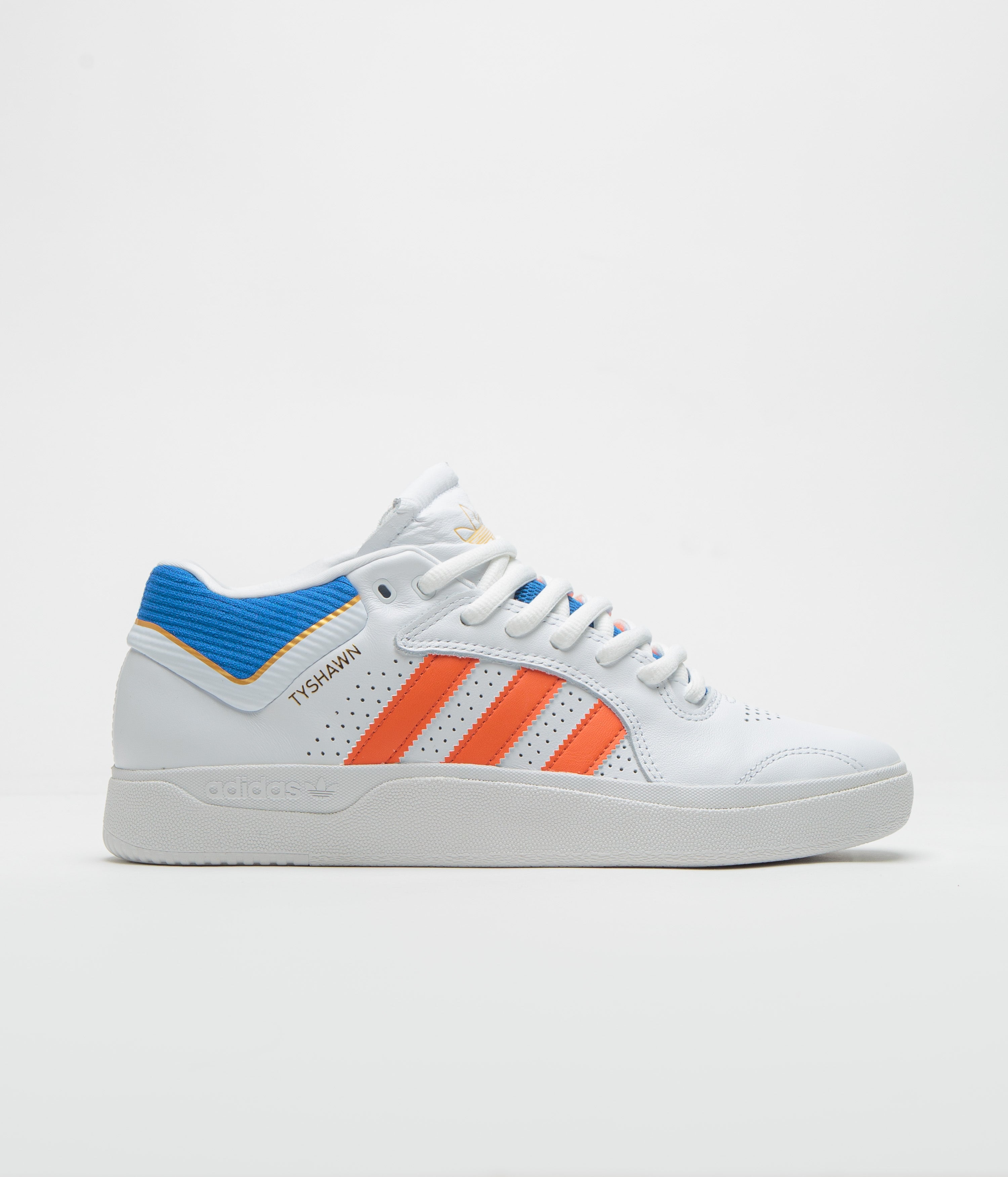 Adidas Tyshawn Shoes in FTWR White and Orange / Bluebird
