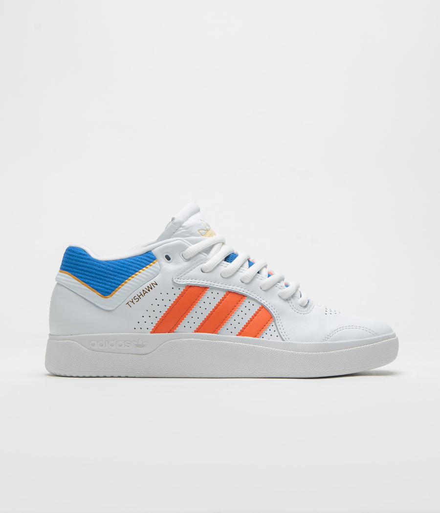 Adidas Tyshawn Shoes in FTWR White and Orange / Bluebird