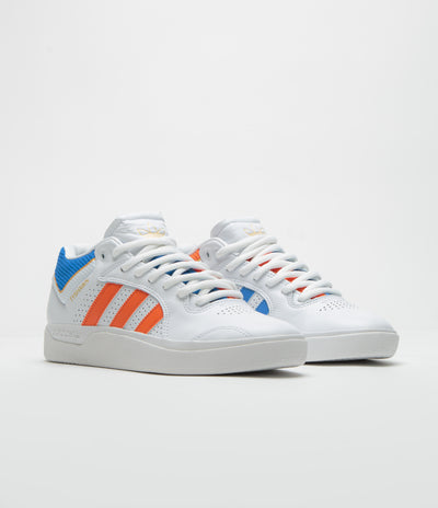 Adidas Tyshawn Shoes in FTWR White and Orange / Bluebird