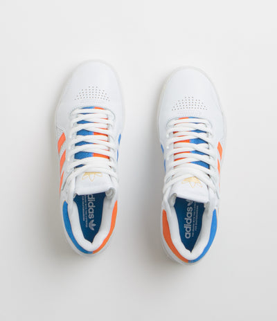 Adidas Tyshawn Shoes in FTWR White and Orange / Bluebird