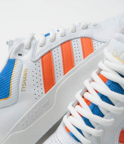Adidas Tyshawn Shoes in FTWR White and Orange / Bluebird