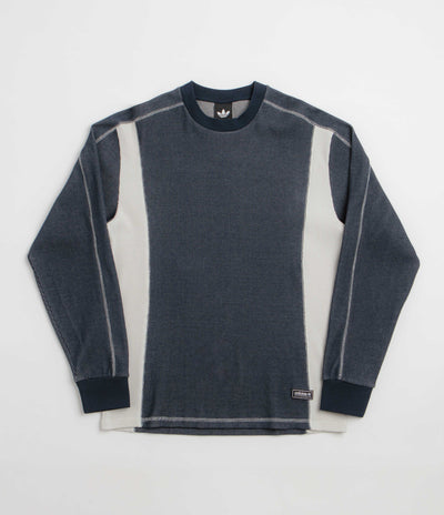 Adidas Waffle Long Sleeve T-Shirt - Aurora Ink / Orbit Grey