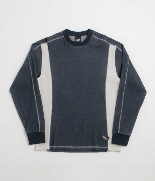 Adidas Waffle Long Sleeve T-Shirt - Aurora Ink / Orbit Grey