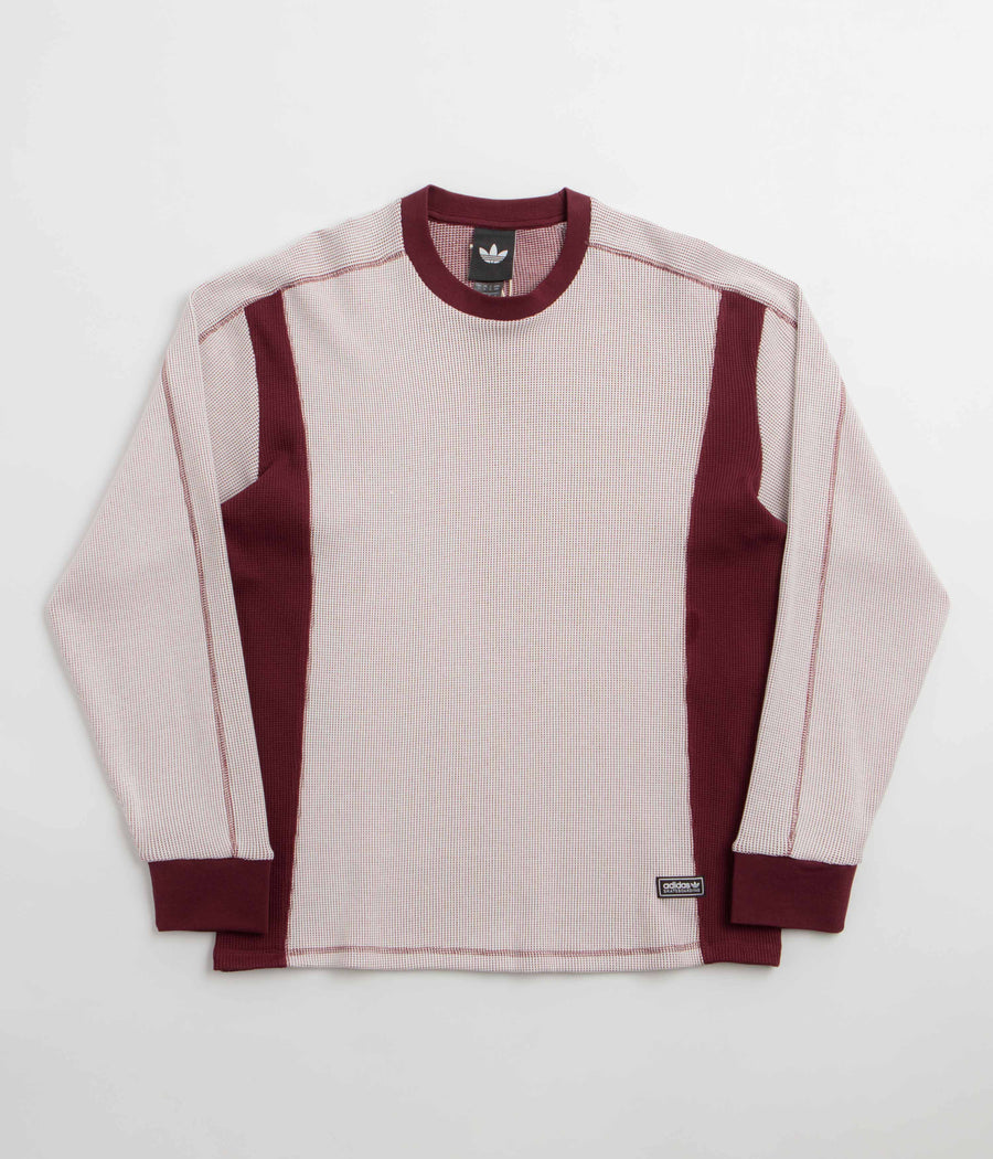 Adidas Waffle Long Sleeve T-Shirt - Core White / Shadow Red