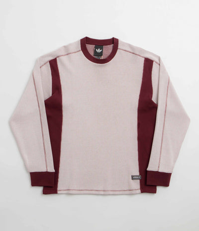 Adidas Waffle Long Sleeve T-Shirt - Core White / Shadow Red