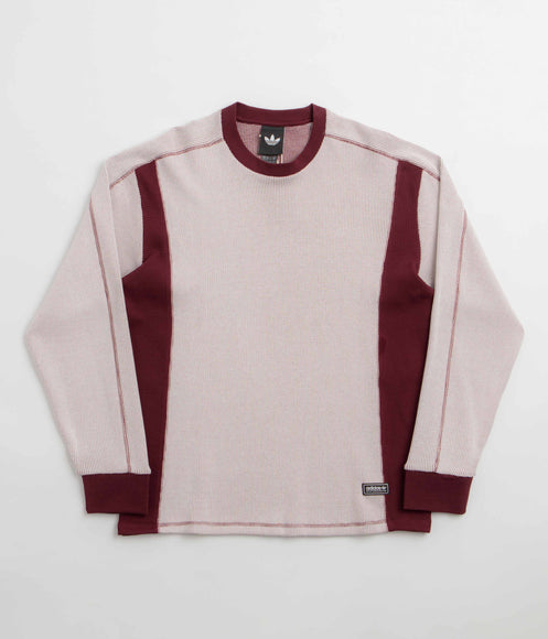 Adidas Waffle Long Sleeve T-Shirt - Core White / Shadow Red