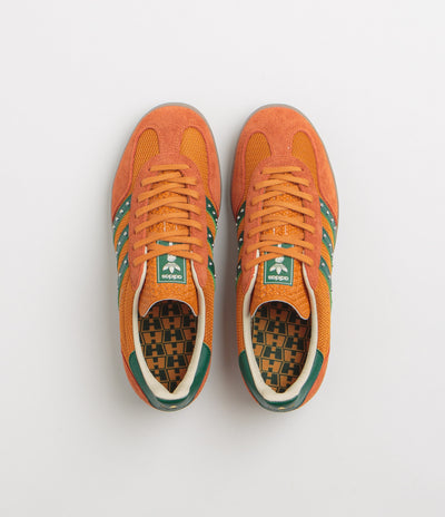 Adidas x Hardies Gazelle Indoor Shoes in Rustic Orange and Collegiate Green / Gum5