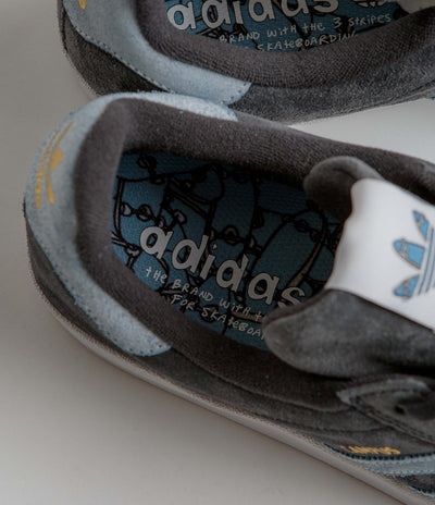 Adidas x Henry Jones Campus ADV Shoes in Carbon and Cloud White / Light Blue