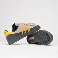 Adidas x Pop Trading Company Campus ADV Shoes - Grey Six / Active Gold / Clay Brown thumbnail