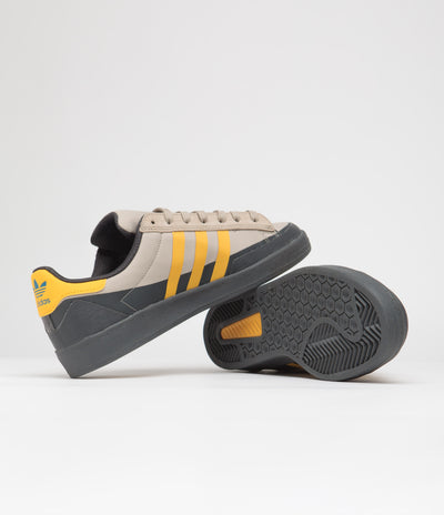 Adidas x Pop Trading Company Campus ADV Shoes - Grey Six / Active Gold / Clay Brown
