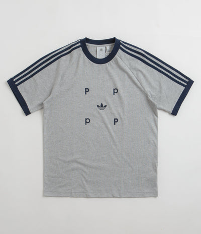 Adidas x Pop Trading Company Classic T-Shirt - Medium Grey Heather / Collegiate Navy