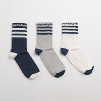 Adidas x Pop Trading Company Crew Socks (3 Pack) - Medium Grey Heather / Collegiate Navy / Chalk White thumbnail