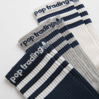 Adidas x Pop Trading Company Crew Socks (3 Pack) - Medium Grey Heather / Collegiate Navy / Chalk White thumbnail