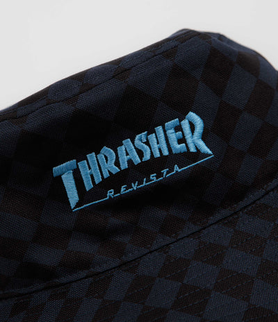 Adidas x Thrasher x AFA Bucket Hat in Night Navy and Light Blue