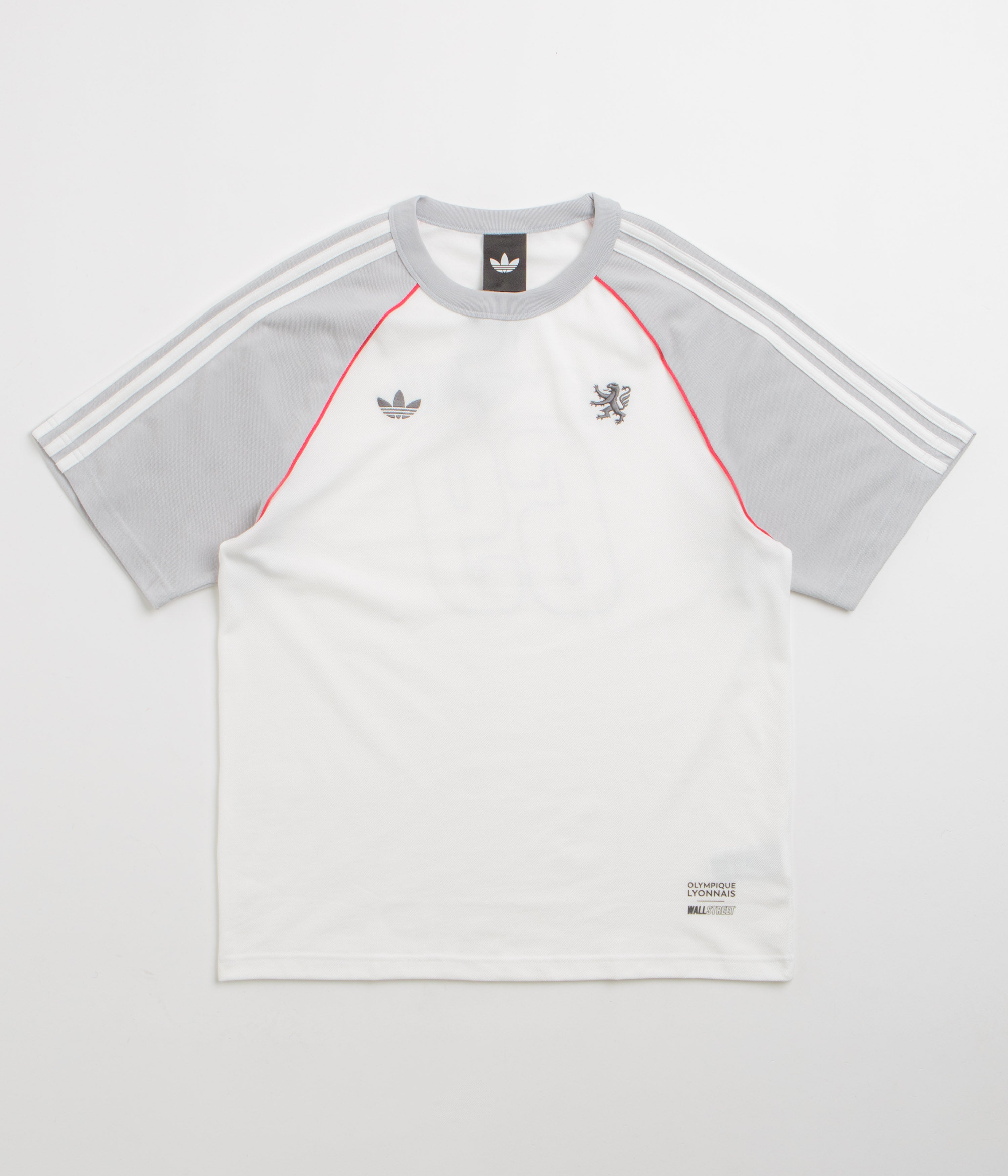 Adidas x Wall Street x Olympique Lyonnais Jersey in White and Solid Grey / Active Pink