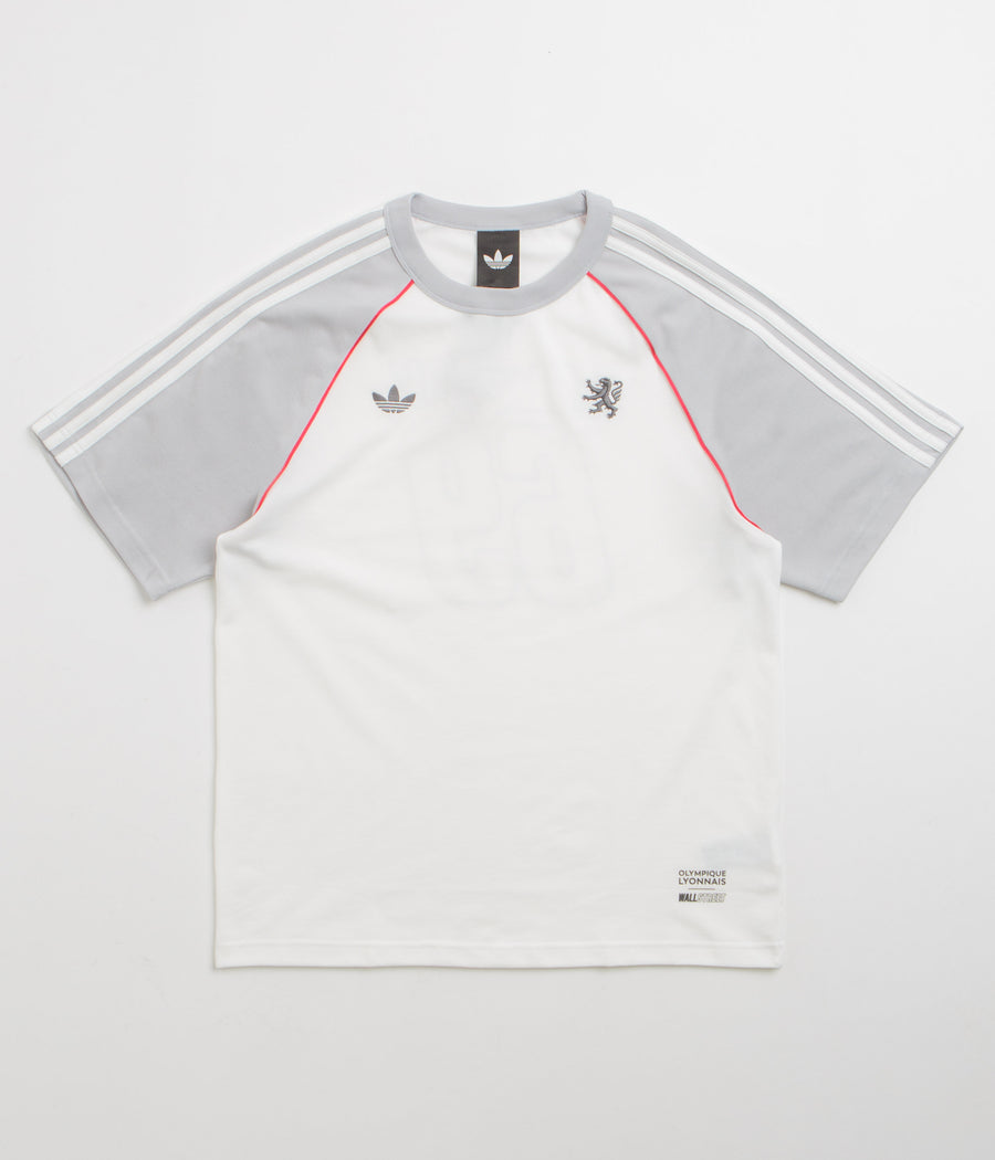 Adidas x Wall Street x Olympique Lyonnais Jersey in White and Solid Grey / Active Pink