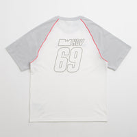 Adidas x Wall Street x Olympique Lyonnais Jersey in White and Solid Grey / Active Pink thumbnail