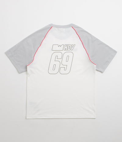 Adidas x Wall Street x Olympique Lyonnais Jersey in White and Solid Grey / Active Pink