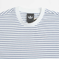 Adidas Yarn Dye T-Shirt in White and Dark Blue thumbnail
