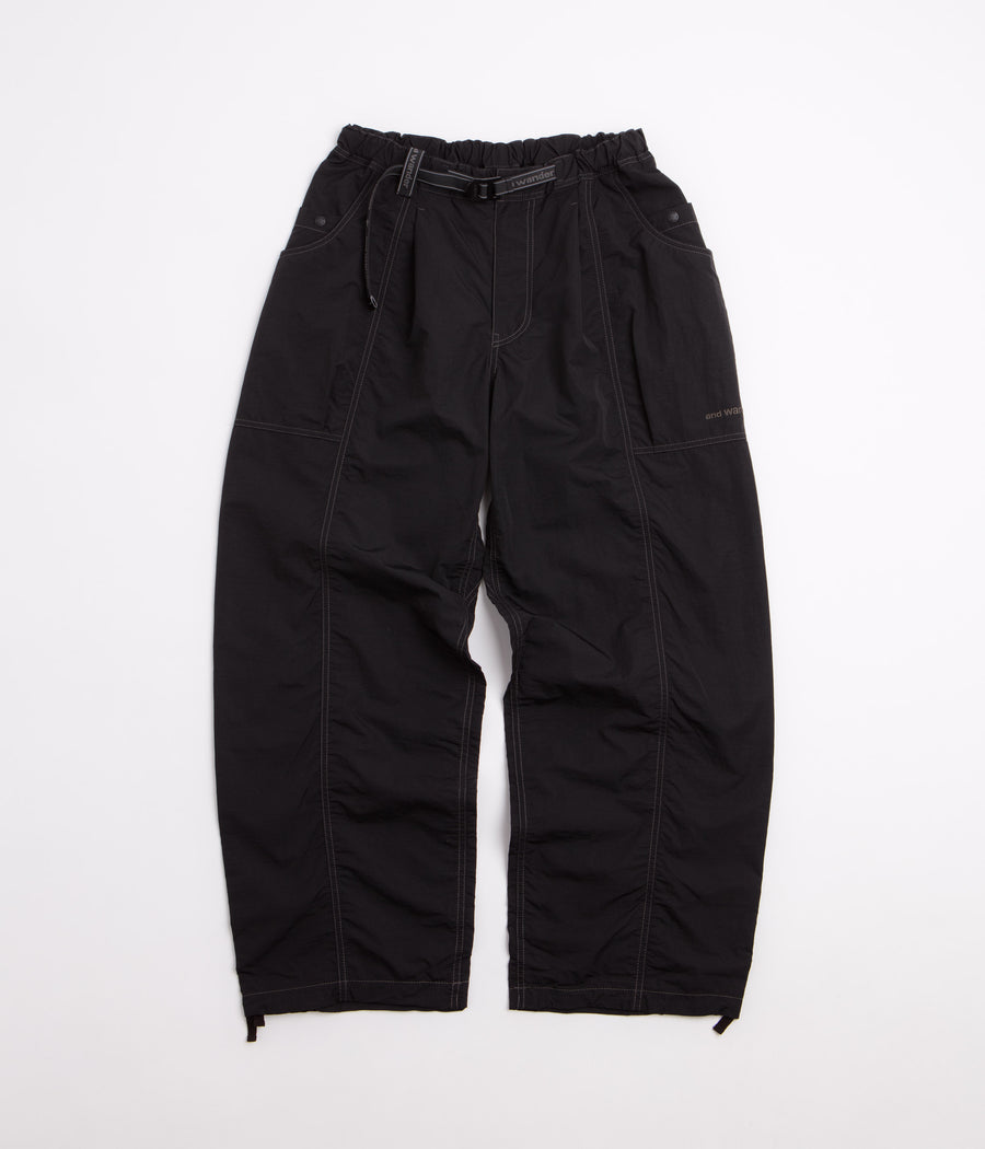 and wander Crinkled Nylon Pants - Black / Black