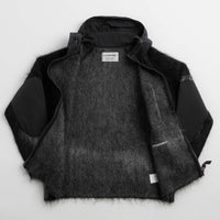 and wander Jacquard Shaggy Knit Full Zip Hoodie - Black thumbnail