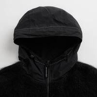 and wander Jacquard Shaggy Knit Full Zip Hoodie - Black thumbnail