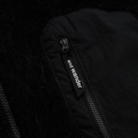and wander Jacquard Shaggy Knit Full Zip Hoodie - Black thumbnail