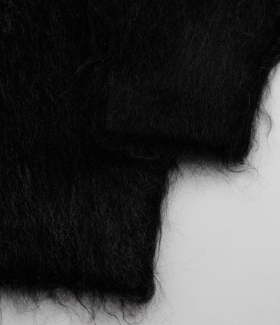 and wander Jacquard Shaggy Knit Full Zip Hoodie - Black