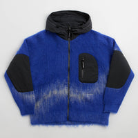 and wander Jacquard Shaggy Knit Full Zip Hoodie - Blue thumbnail