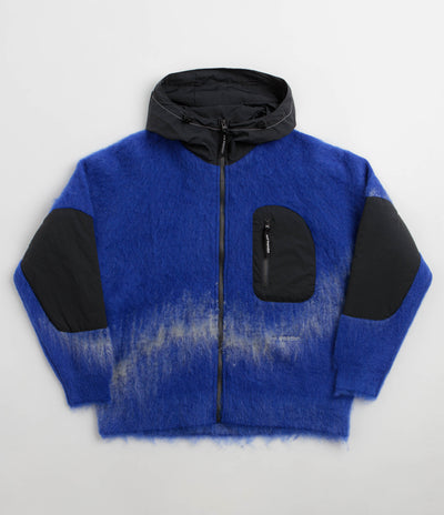 and wander Jacquard Shaggy Knit Full Zip Hoodie - Blue