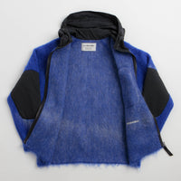and wander Jacquard Shaggy Knit Full Zip Hoodie - Blue thumbnail