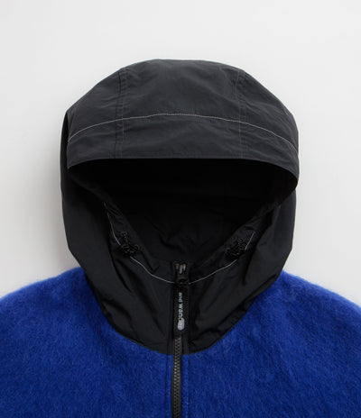 and wander Jacquard Shaggy Knit Full Zip Hoodie - Blue