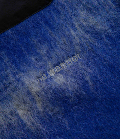 and wander Jacquard Shaggy Knit Full Zip Hoodie - Blue