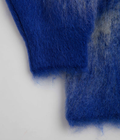 and wander Jacquard Shaggy Knit Full Zip Hoodie - Blue